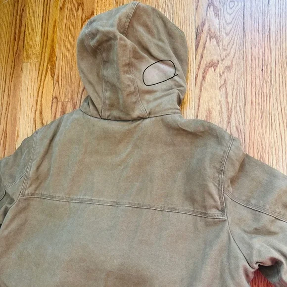 Levi’s Sherpa lined Workwear Brown Washed Canvas Outdoor winter Bomber Jacket XL - Picture 15 of 16